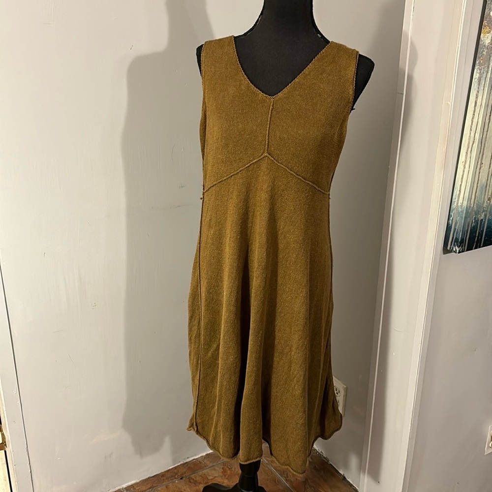 EILEEN FISHER 100% Linen knit dress Fully Lined size Medium - EUC